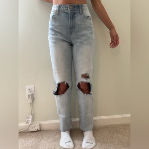 Ripped blue jeans